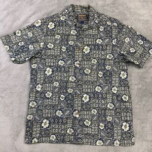 Woolrich Mens‎ L Shirt Floral Hawaiian Short Sleeve Summer Loop Collar  VTG